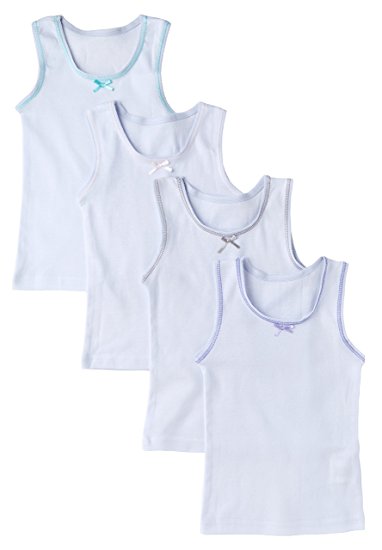 Sportoli® Girls Ultra Soft 100% Cotton White Tank Top Undershirts