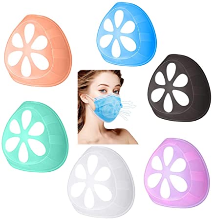 6PCS 3D Silicone Face Mask Bracket - AINEED Mask Bracket Internal Support Frame Cool Lipstick Protection for Comfortable Mask Wearing