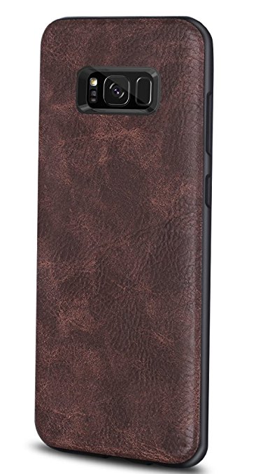 Samsung Galaxy S8 Plus Case, SALAWAT Slim Shockproof Phone Cover Lightweight Premium PU Leather TPU Bumper PC Hybrid Protective Case for Samsung Galaxy S8 Plus 6.2inch (Brown)