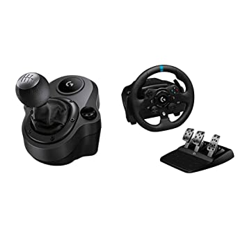 Logitech G Driving Force Shifter with Logitech G923 Racing Wheel and Pedals for Xbox X|S, Xbox One and PC and Genuine Leather Wheel Cover