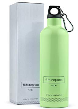 Futurepace Tech BEST STAINLESS STEEL, VACUUM DOUBLE WALL INSULATED SPORTS WATER BOTTLE - 20oz/600ml - BPA FREE - FREE GIFT BOX - KEEPS DRINKS SUPER COLD or HOT for HOURS - by
