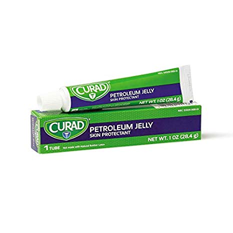CURAD Petroleum Jelly Skin Protectant, Healing Ointment For Dry Cracked Skin, 1 oz Tube (12 Pack)