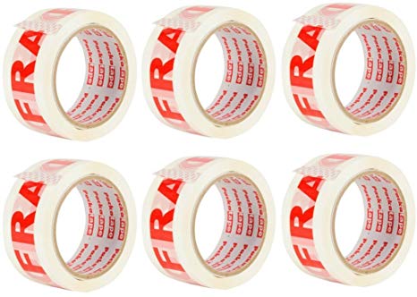 Packatape Fragile Ultra Tape for Parcels and Boxes. This 6 roll pack of Heavy Duty Fragile Packing Tape Provides a Strong, Secure and Sticky Seal for your Boxes, 6 Rolls