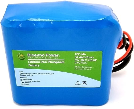 Bioenno Power 12V, 3Ah LFP Battery (PVC, BLF-1203W)