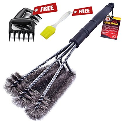 Alquar BBQ Grill Brush Stainless Steel 18" A Amust Have for Outdoor Portable Barbecue Cleaning Brush with Wire Bristles and Soft Comfortable Handle, Sturdy And Effective