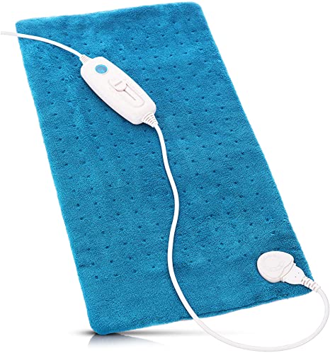 LIVIVO Extra Large Electric Heated Fleece Pad with Washable Cover, Detachable Digital Controller, Temperature Settings | for Back Shoulder Neck Abdominal & Body Pain (60cm x 30cm)