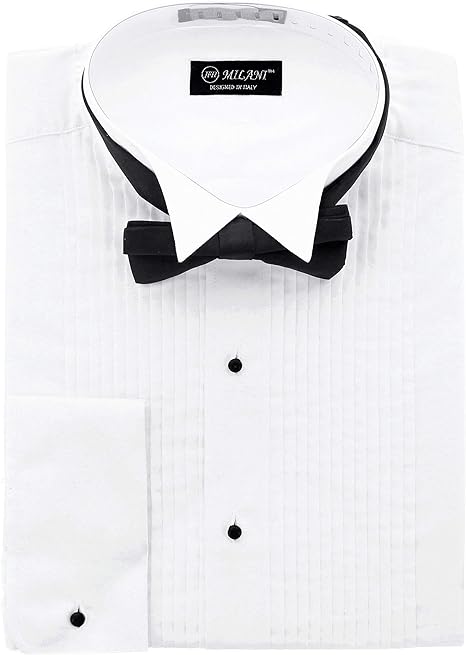 Milani Men's Tuxedo Shirts With French Cuffs And Bow Tie