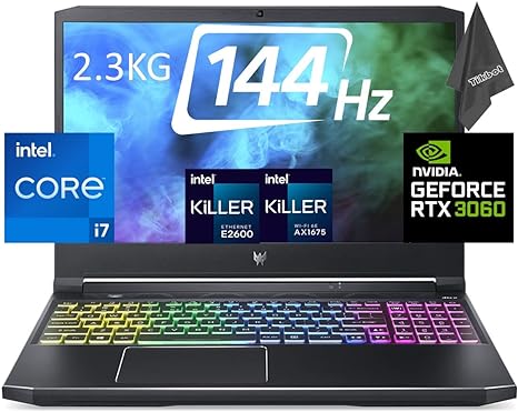 Acer 5th Blade Cooling Technology Predator Helios 300 15.6" FHD 144Hz 3ms Gaming Laptop - Intel Core i7-11800H - NVIDIA RTX 3060-2.3KG - Thunderbolt 4- w/Cloth (32GB RAM | 2TB PCIe SSD | 2TB HDD)