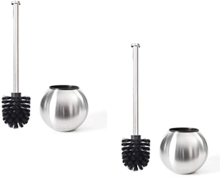 ToiletTree Modern Deluxe Freestanding Bathroom Cleaning Tools (Stainless Steel, Toilet Brush 2 Pack)