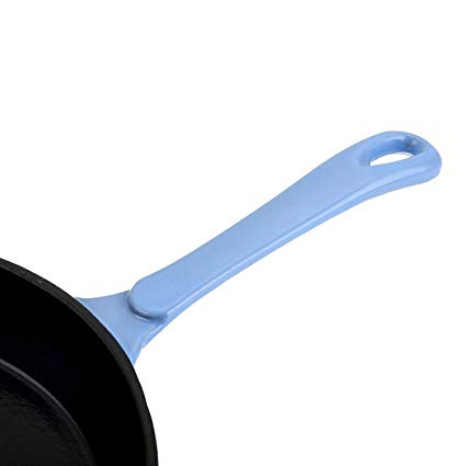 Hamilton Beach 10 Inch Enameled Coated Solid Cast Iron Frying Pan Skillet, Blue