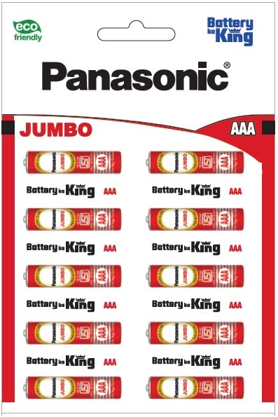 Panasonic Jumbo Zinc Carbon AAA Batteries Long Life Premium India's First 100% eco Friendly Battery,Pack of 10