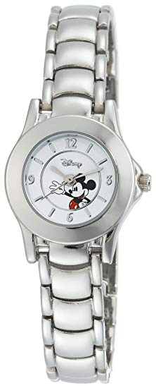 Disney Women's MK2036 Mickey Mouse White Dial Silver-Tone Bracelet Watch