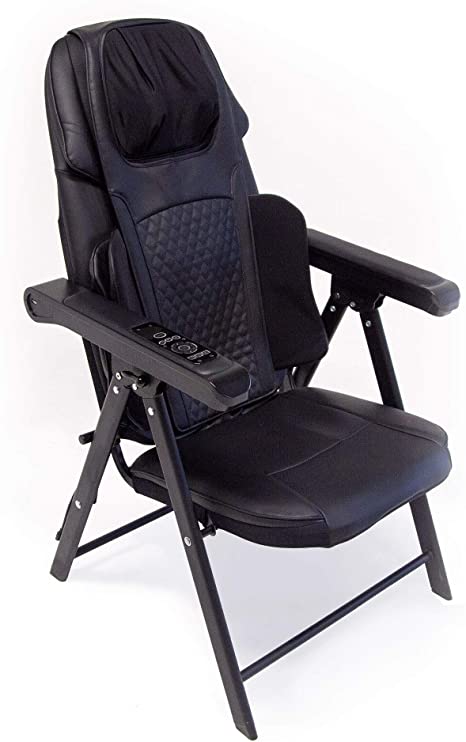 truMedic InstaShiatsu Folding Massage Chair with Padded Seats - Perfect for Outdoor & On-The-Go Stress Relief with 8 Kneading Massage Rollers, Adjustable Intensity, and 3 Vibration Settings (FC-1500)