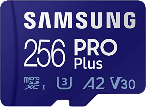 SAMSUNG PRO Plus microSD Memory Card   Adapter, 256GB MicroSDXC, Up to 180 MB/s, Full HD & 4K UHD, UHS-I, C10, U3, V30, A2 for Android Phones, Tablets, GoPRO, DJI Drone, MB-MD256SA/AM, 2023