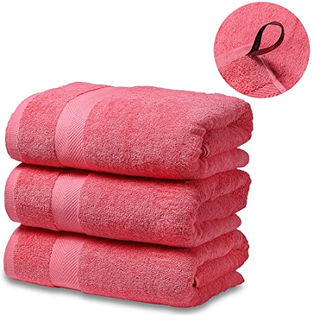 SEMAXE Luxury Hotel & Spa Quality Bath Towel Set for Bathroom .Soft,Plush and Highly Absorbent Towel (Set of 3,Coral Pink)