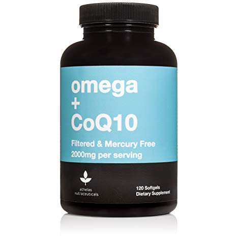 Omega 3   COQ10 Premium Fish Oil Supplement - 120 Capsules - Filtered, Mercury Free Fish Oil Pills (Softgels)