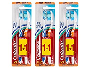 Colgate Triple Action - Soft Toothbrushes (3 Packs of 2 Each)