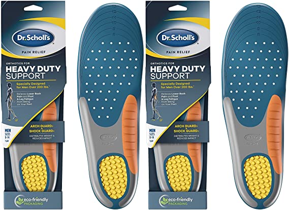 Heavy Duty Support Pain Relief Orthotics, Designed for Men Over 200lbs with Technology to Distribute Weight 2 Pack