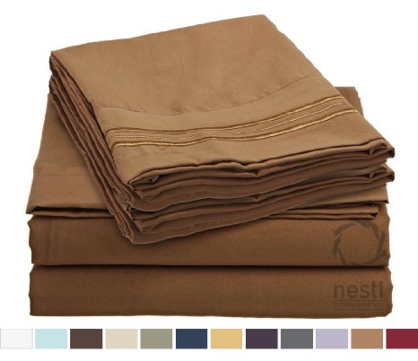 Bed Sheet Bedding Set 100 Soft Brushed Microfiber with Deep Pocket Fitted Sheet - QUEEN - MOCHA LIGHT BROWN - 1800 Luxury Bedding Collection Hypoallergenic and Wrinkle Free Bedroom Linen Set