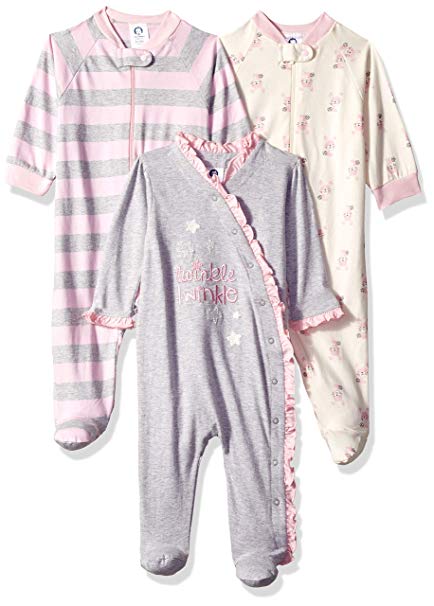 Gerber Baby Girls' 3-Pack Organic Sleep 'N Play