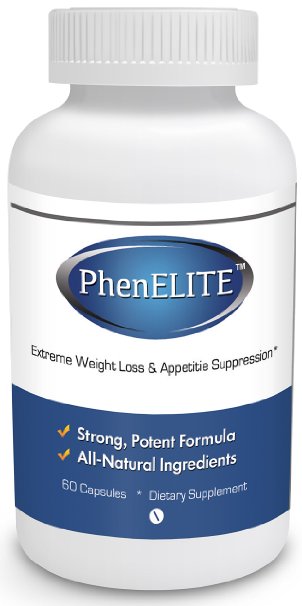 PhenELITE - HIGHEST Rated Pharmaceutical Grade Weight Loss Diet Pills - Fast Weight Loss Hyper-Metabolising Fat Burner and Appetite Suppressor - Lose Weight 100 Guaranteed 1 Bottle - 1 Month Supply