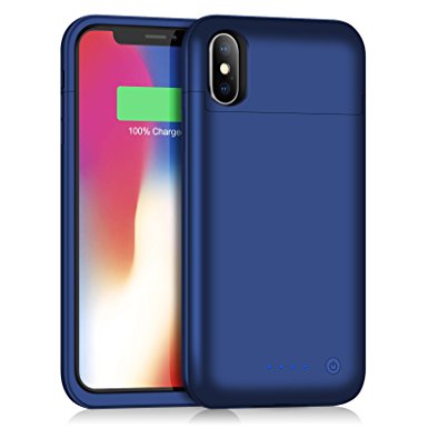 iPhone X Battery Case, 5200mAh Rechargeable Charging Case for iPhone X Extended Power Charger Case for iPhone X iPhone 10 (5.8 inch)-Blue