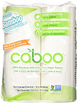 Caboo Tree-Free Bamboo Paper Towels, 2 Rolls, Earth Friendly Biodegradable Kitchen Paper Towels with Strong 2 Ply Sheets