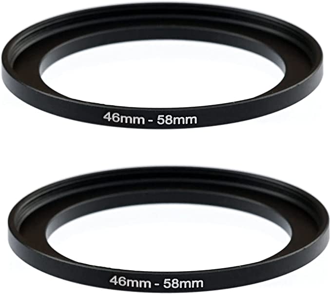 (2 Pcs) 46-58MM Step Up Ring Adapter, 46mm to 58mm Step Up Filter Ring, 46 mm Male 58 mm Female Stepping Up Ring for DSLR Camera Lens and ND UV CPL Infrared Filters
