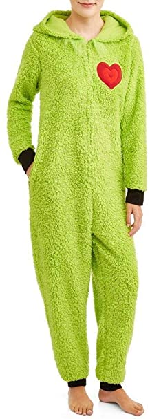 Dr. Seuss Women's The Grinch Plus Size Novelty One Piece Pajama Union Suit