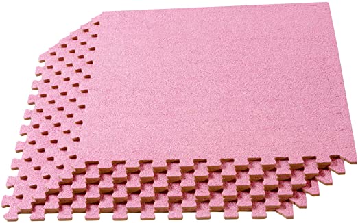 We Sell Mats 3/8 Inch Thick Interlocking Foam Carpet Tiles, Durable Carpet Squares, Anti-Fatigue Support for Home, Office, or Classroom Use , 24 in x 24 in