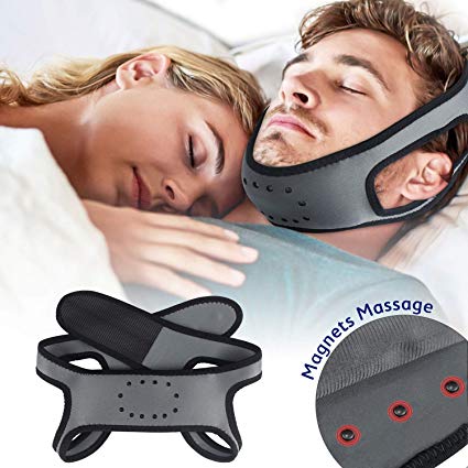 Anti snoring Chin Strap - High-Quality Adjustable Snore Reduction Belt for Men/Women, Small Magnets Embedded in The Top to Help Improve Blood Circulation