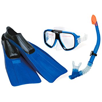 Intex Reef Rider Sports Set for Age 8 , Features Reef Rider Mask, Free-Flo Snorkel and Medium Super Sport Fins Shoe Size 5 to 8