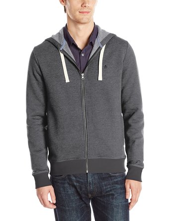 Original Penguin Men's L/S Full Zip Fleece Hoodie W/Inseam Pockets