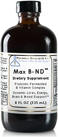 Max B-ND TM, 8 fl oz, Vegan Product - Probiotic-Fermented Vitamin B Complex Formula for Dynamic Liver, Energy, Brain and Mood Support
