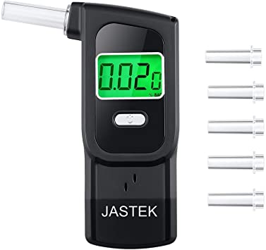 JASTEK Breathalyzer, Professional Portable Digital Alcohol Tester with 5 Mouthpieces for Personal Use -Black