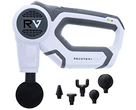 RecoveryVolt Massage Gun Handheld Deep Tissue Professional Massager | Quiet | 5 hr | 3k Percussions/Min | 5 Attachments | 3 Speed's | Advanced Percussion Therapy Precision Muscle Relief Back Massager