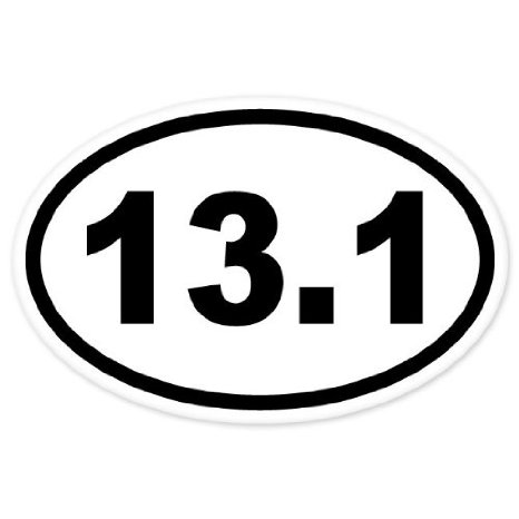 13.1 Oval Half Marathon Run car bumper window sticker 5" x 3"