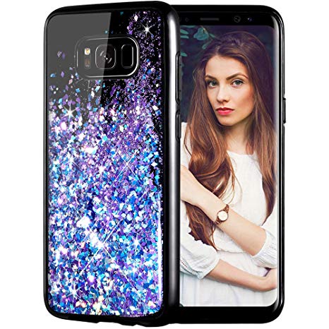 Galaxy S8 Case, Caka Galaxy S8 Glitter Case [Starry Night Series] Luxury Fashion Bling Flowing Liquid Floating Sparkle Glitter Girly TPU Bumper Case for Samsung Galaxy S8 - (Bluepurple)