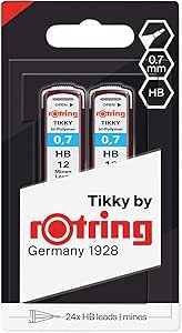 rOtring Lead Refills Hi-Polymer for Fine Mechanical Pencils 0.70mm HB - 2x 12 Leads