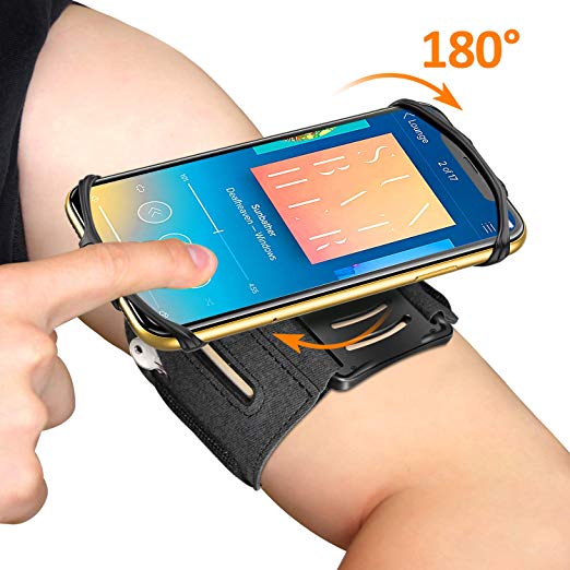 Matone Phone Armband, 180° Rotatable Phone Holder for Running, Compatible with iPhone XR/XS Max/X/8 Plus/7, Samsung Galaxy S10 Plus/S10/S10e/S9, Universal Highly Adjustable Running Arm Band