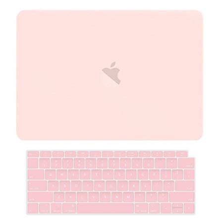TOP CASE - 2 in 1 Signature Bundle Rubberized Hard Case   Keyboard Cover Compatible 2018 Release Apple MacBook Air 13 Inch with Retina Display fits Touch ID Model: A1932 - Rose Quartz