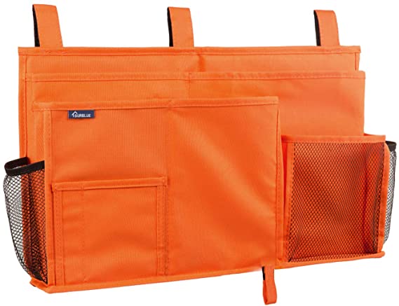 Surblue Bedside Caddy Hanging Bed Organizer Storage Bag Pocket for Bunk and Hospital Beds, College Dorm Rooms Baby Bed Rails,Camp (8 Pockets),Orange