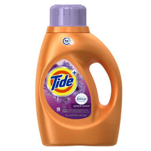 Tide Plus Febreze Freshness Spring & Renewal Scent  HE Turbo Clean Liquid Laundry Detergent, 46 Fluid Ounce (24 Loads), 2 Count