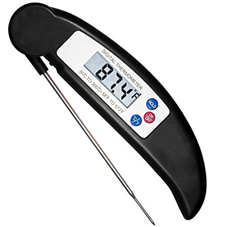 COOLEAD® Cooking Thermometer,Digital Instant Read Thermometer with Long Probe,LCD Screen,Anti-Corrosion, Best for Food, Meat,wine, Grill, BBQ, Milk, and Bath Water (Black)