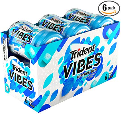Trident Vibes Peppermint Sugar Free Chewing Gum - 6 Bottles (240 Pieces Total)