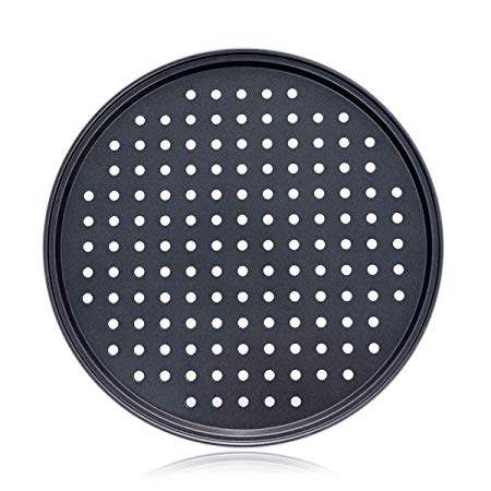 Alices 13 Inch/32CM Nonstick Carbon Steel Pizza Tray Pizza Pan Perforated Round For Home Kitchen