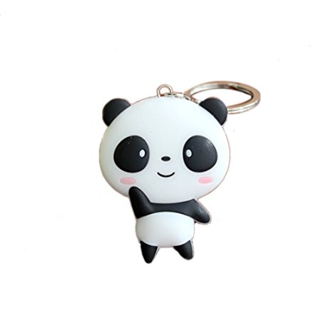 uhoMEy Silicone Panda Cartoon Keychain Pendant