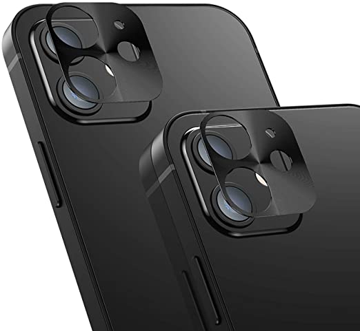 for iPhone 12 Camera Lens Protector - [2 Pack] Uniwit Premium Aluminum Alloy Back Rear Camera Lens Screen Cover Case Shield - Black