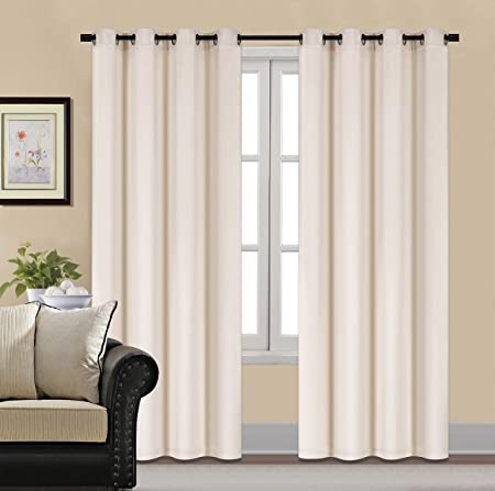 HCILY Velvet Blackout Curtains Thermal Insulated for Bedroom 2 Panels (W52'' x L84'', Cream)