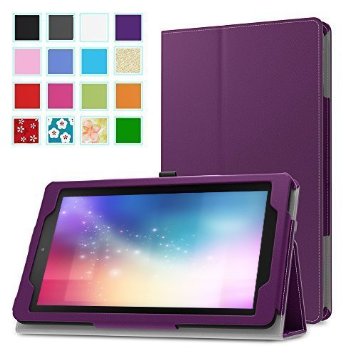 BMOUO Case for Fire 7 2015 - Slim PU Leather Folding Cover for Fire Tablet (7 inch Display - 5th Generation, 2015 Release Only) , Purple